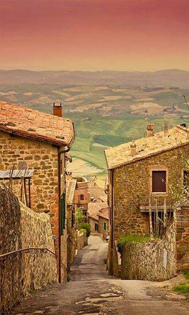 Tuscany, ancient village, italy, montalcino, HD phone wallpaper