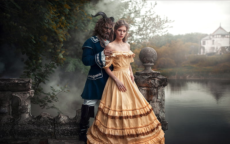 Beauty and the Beast, girl, model, couple, HD wallpaper | Peakpx