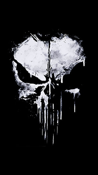 The Punisher logo Wallpaper 4K, White background