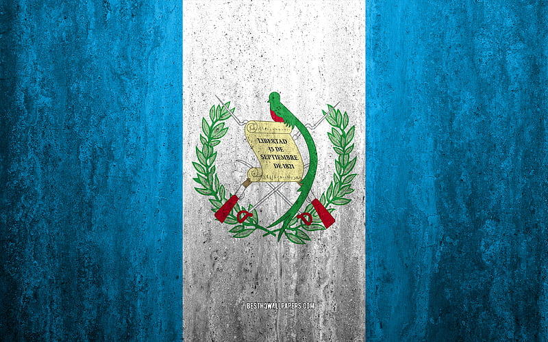 Flag of Guatemala stone background, grunge flag, North America, Guatemala flag, grunge art, national symbols, Guatemala, stone texture, HD wallpaper