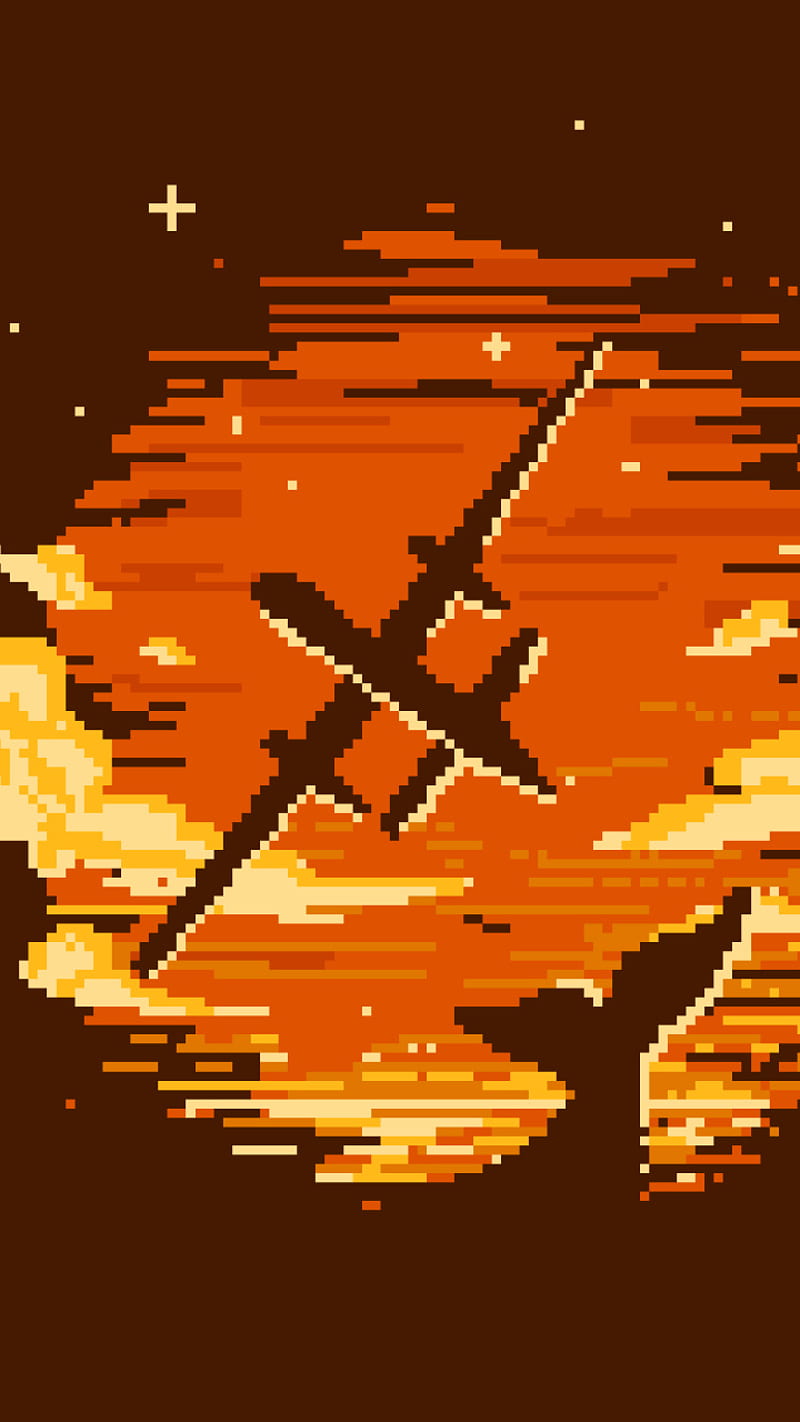 Orange Pixel, sky, HD phone wallpaper