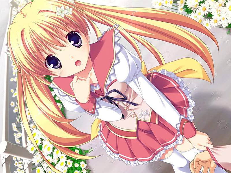 Matsuri Konohana, marguerite sphere, anime, anime girl, white, pink, anime school girl, HD wallpaper