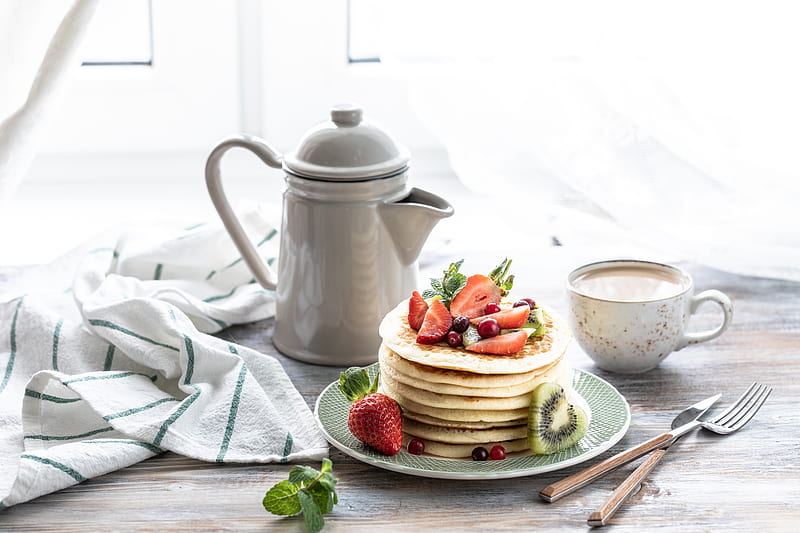 Food, Pancake, Berry, Breakfast, Still Life, Strawberry, HD wallpaper