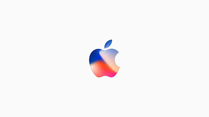 Blue Red Pink Apple Logo In White Background Apple, HD wallpaper