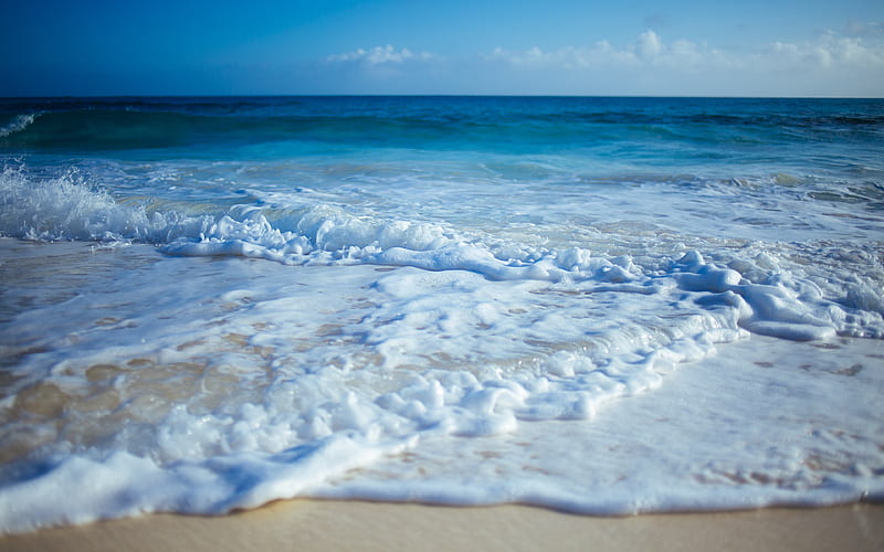sea breeze, waves, summer, seascape, sea, blue sky, HD wallpaper