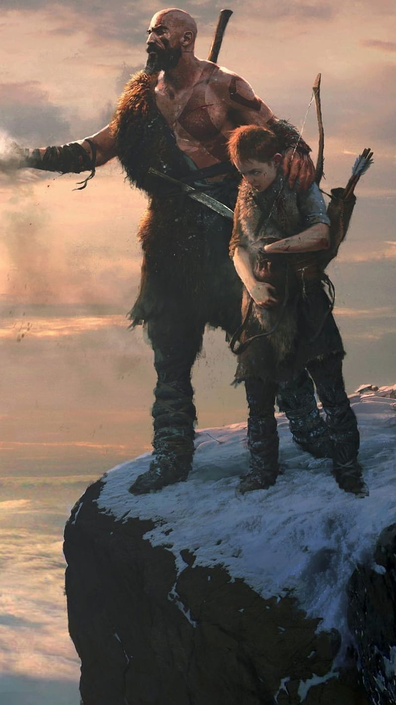 Kratos and Atreus, game, god of war, playstation, videogame, videogames, vikings, HD phone wallpaper