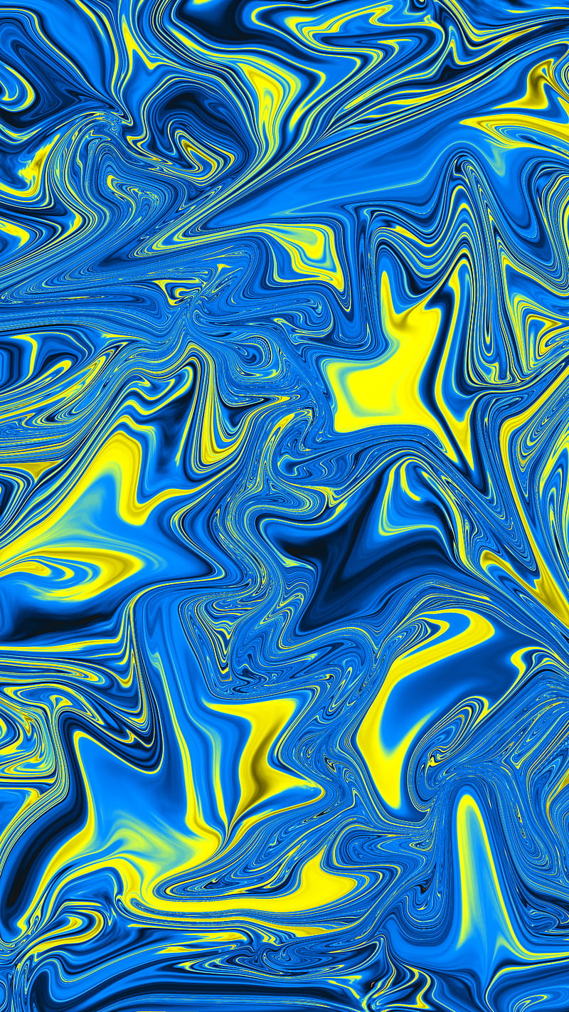 Blue yellow abstract, Blue, abstract, colorful, colors, flow, liquid, mix, yellow, HD phone wallpaper