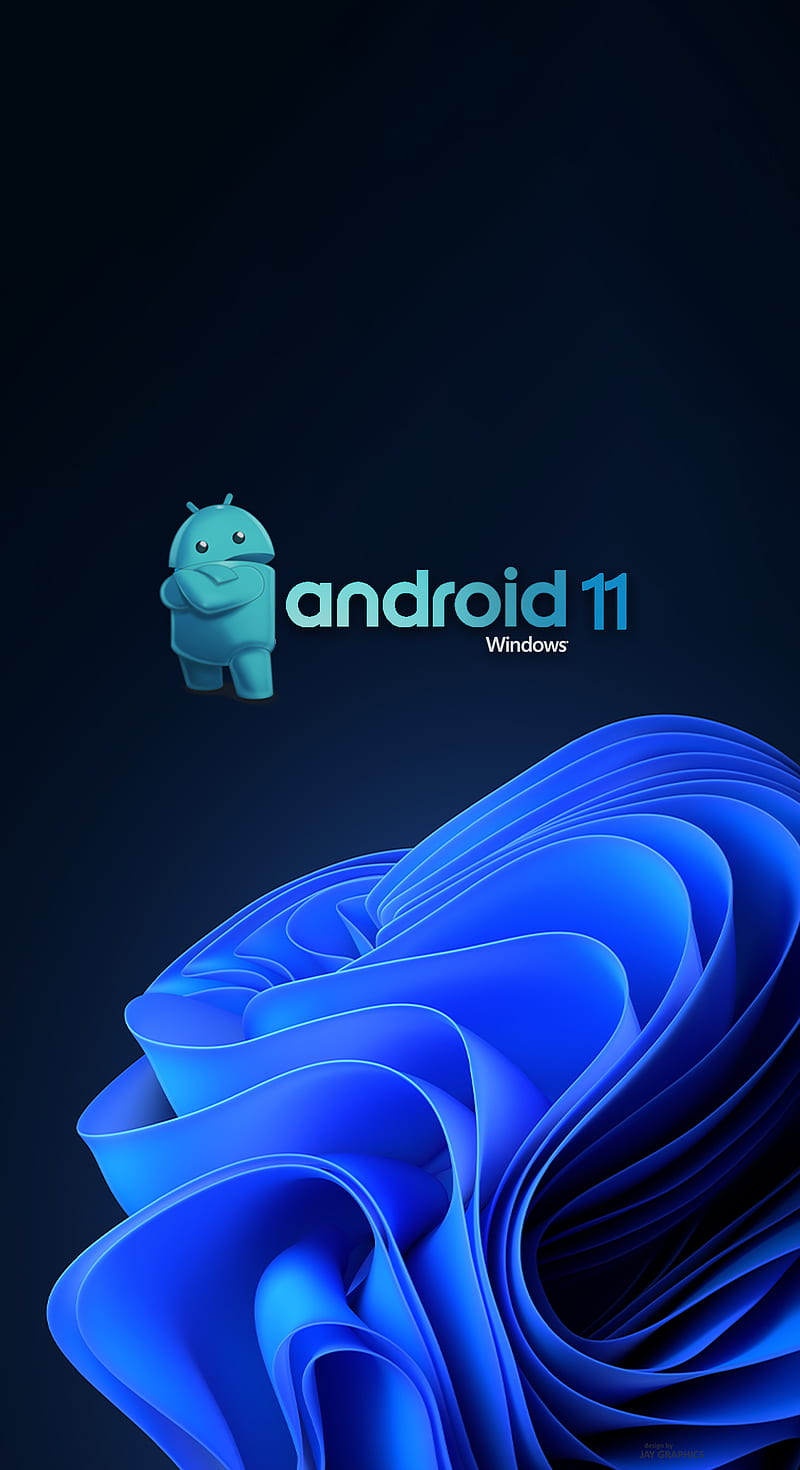 Android 11 Dark, Windows, Blue, Logo, HD phone wallpaper