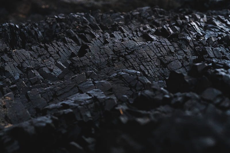 coal, surface, macro, blur, black, HD wallpaper