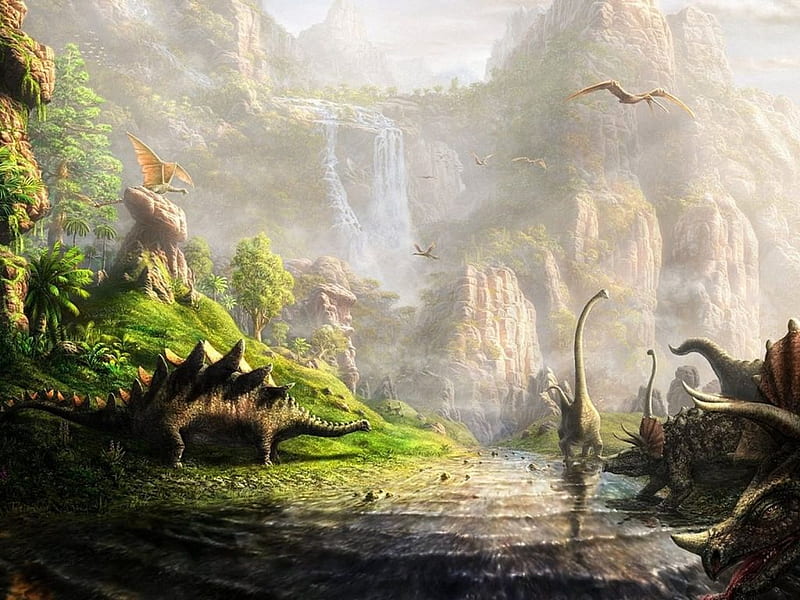Jurassic Park, world, water, dinosaurs, jurassic, bonito, HD wallpaper