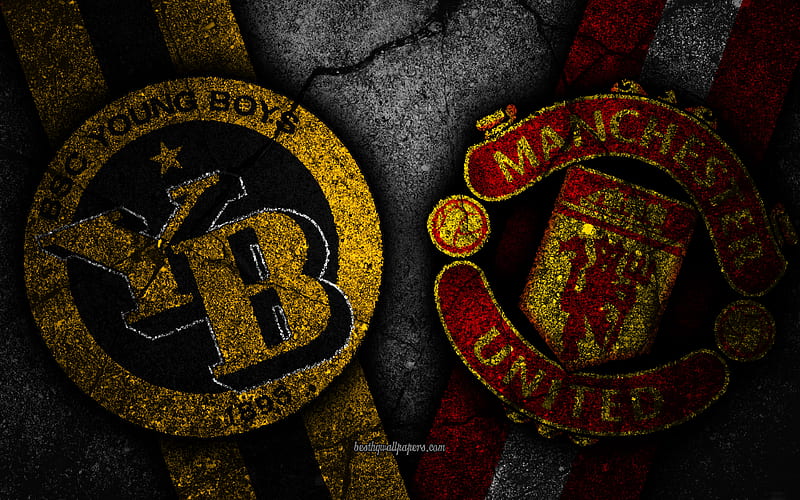 Young Boys vs Manchester United Champions League, Group Stage, Round 1, creative, Young Boys FC, Manchester United FC, black stone, Man United, HD wallpaper