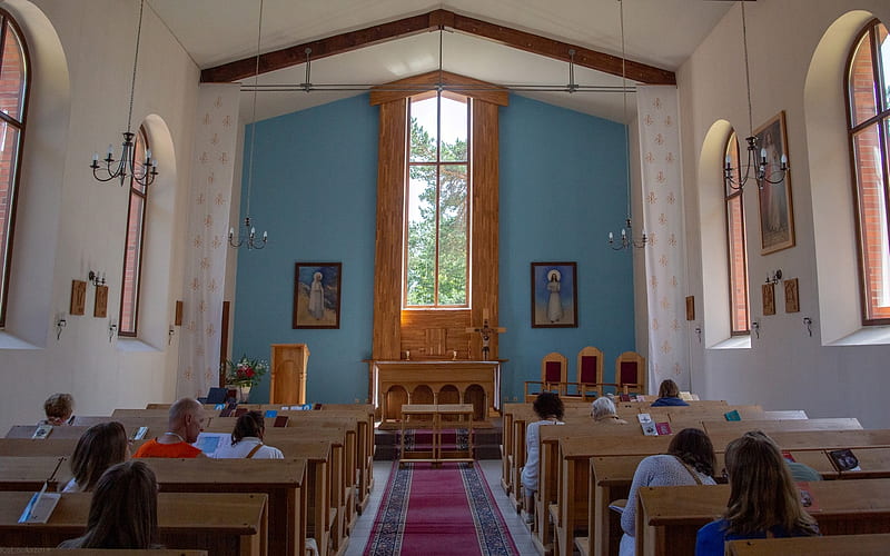 Church in Latvia, Latvia, interior, altar, church, Catholic, HD wallpaper