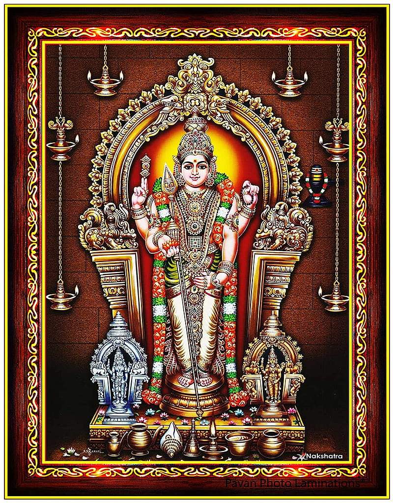 Pavan Laminations, Tiruchendur Murugan Frame, Small Size (cm), Brown Color, B53S : Home & Kitchen, Thiruchendur Murugan, HD phone wallpaper