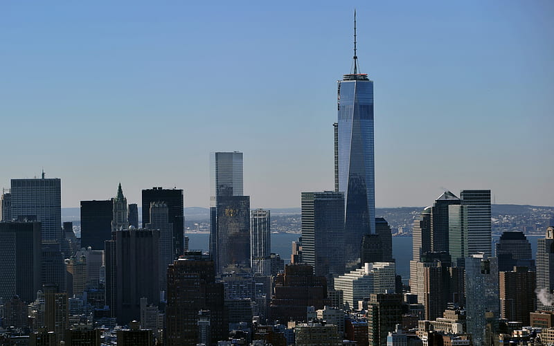 1 World Trade Center, One WTC, Manhattan, dom Tower, New York City, skyscrapers, modern buildings, New York cityscape, panorama, NYC, skyline, New York, USA, HD wallpaper