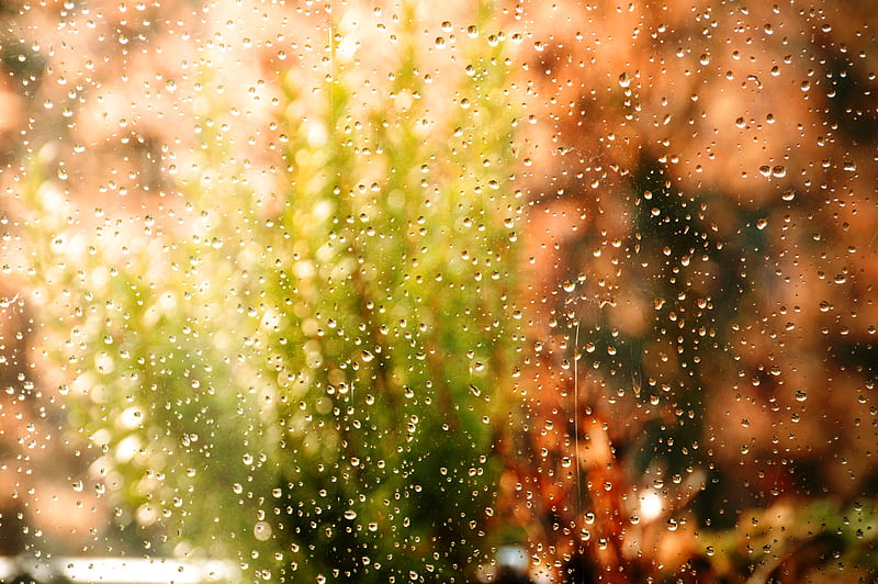glass, drops, wet, water, blur, glare, HD wallpaper