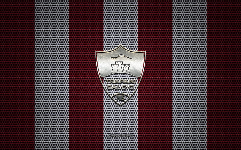 Trapani Calcio logo, Italian football club, metal emblem, red and white metal mesh background, Trapani Calcio, Serie B, Trapani, Italy, football, HD wallpaper