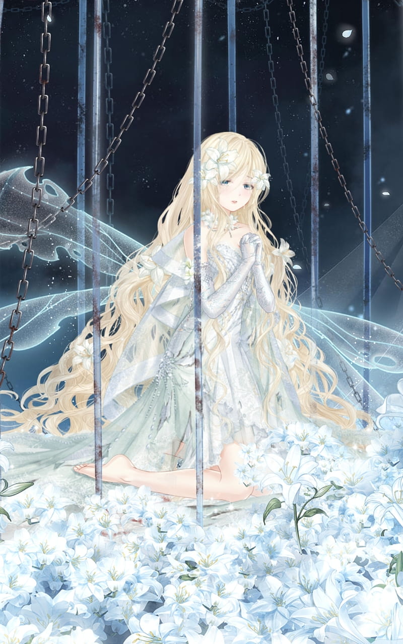 Caged Fairy, crying, flickering pistill, flowers, love nikki, HD phone wallpaper
