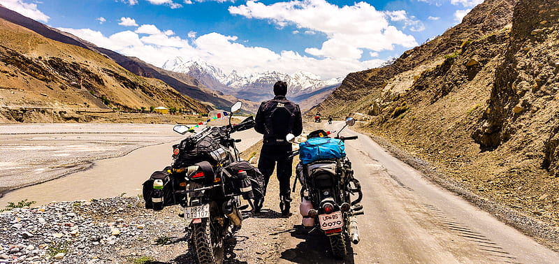 Bike himalayan , bike trip, chitkul, himachal pradesh, himalayan, kaza, mountains india, royal enfield, spiti valley, HD wallpaper