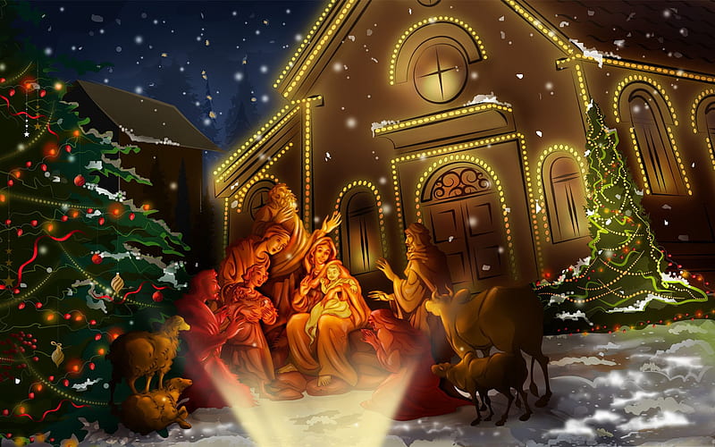 Noche del nacimiento de jesús-navidad, Fondo de pantalla HD | Peakpx