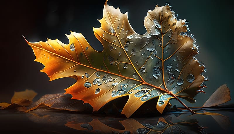 Oak leaf, Rainy, Foliage, Season, Fall, HD wallpaper