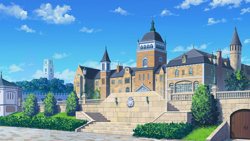 HD wallpaper: castle illustration, anime girls, mansions, back, school  uniform | Wallpaper Flare