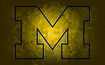 Download wallpapers Michigan Wolverines golden logo NCAA blue metal  background american football club Michigan Wolverines logo american  football USA for desktop free Pictures for desktop free