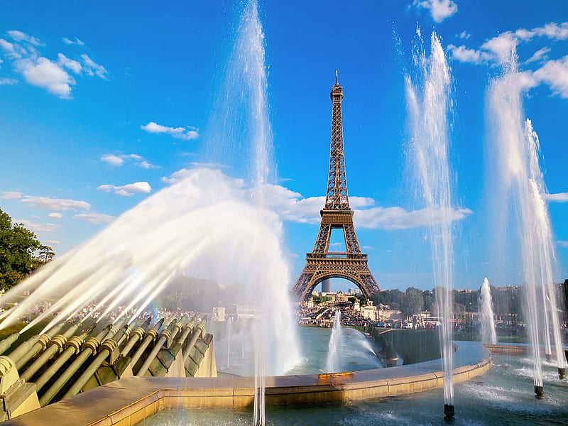 Eiffel Tower and Fountain Paris France, eiffel tower and fountain, paris france, HD wallpaper