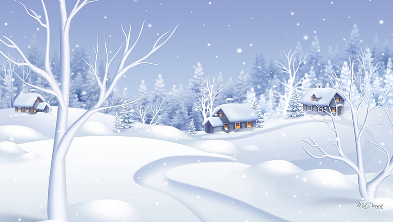 Cozy Winter Cottages, Christmas, comfy, cottages, warm, cozy, houses ...