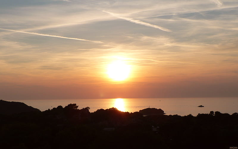 Seaside-sunset-widesreen, red, sun, romantic, windows vista, sunset ...