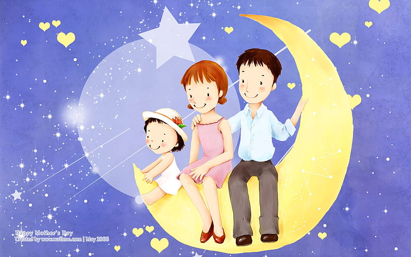 Childrens illustration of Sweet family Life - Lovely Family Illustration  01, HD wallpaper | Peakpx