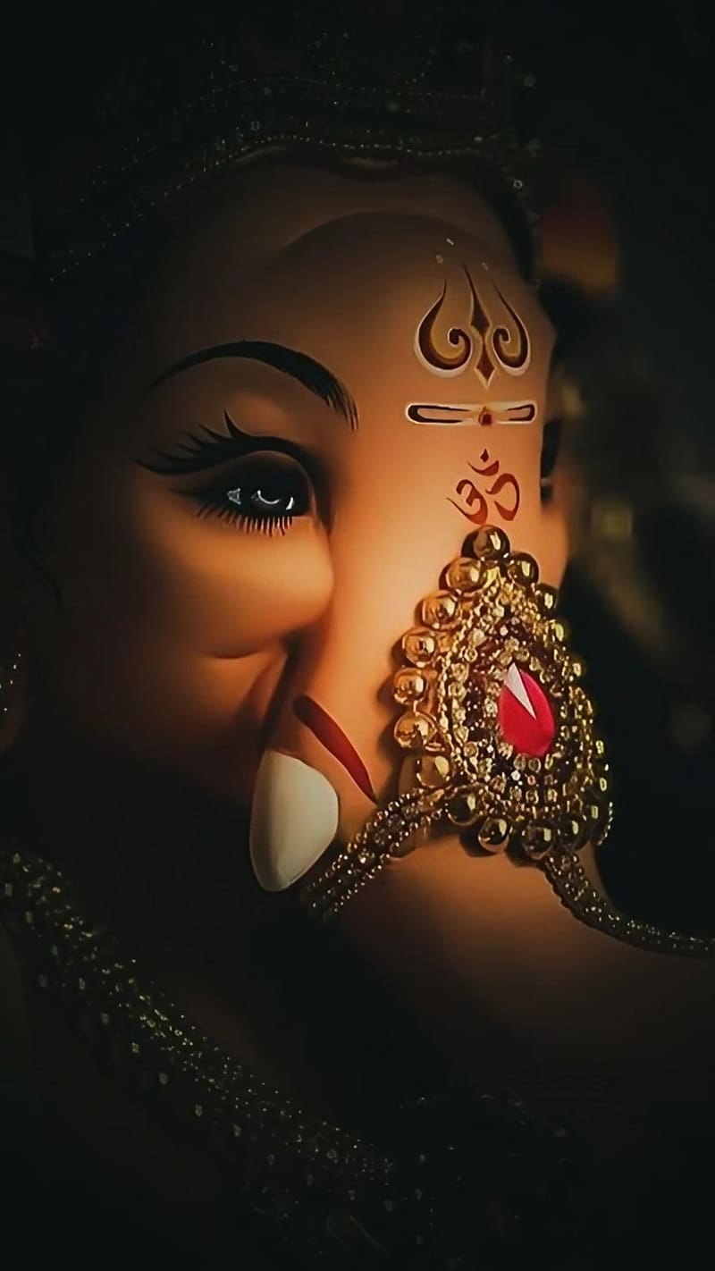 Ganpati Bappa Best, Face Dark Effect, lord ganesha, god, HD phone wallpaper