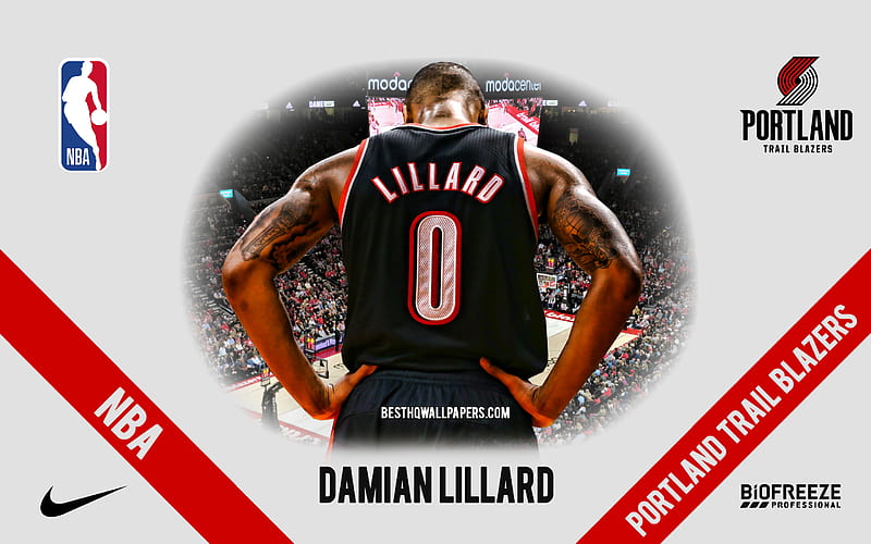 Damian Lillard, Portland Trail Blazers, American Basketball Player, NBA, portrait, USA, basketball, Moda Center, Portland Trail Blazers logo, HD wallpaper