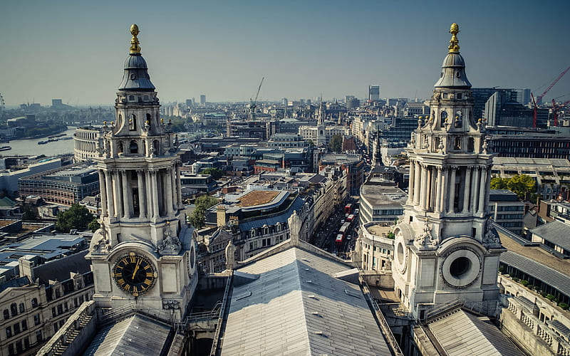 London, city panorama, Thames, chapel, Great Britain, HD wallpaper