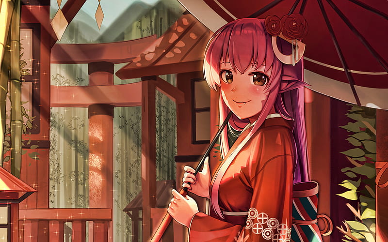 Miia, manga, Daily Life With A Monster Girl Wiki, Lamia, kimono, Snake Girl, Mia, HD wallpaper