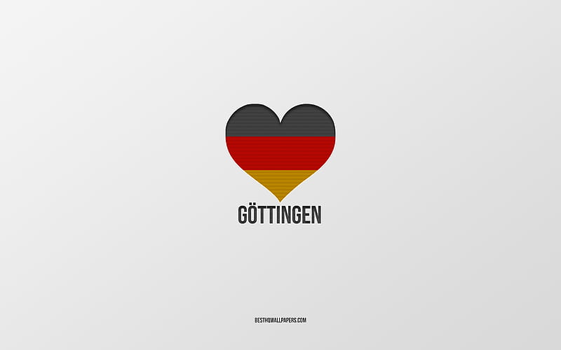 I Love Gottingen, German cities, gray background, Germany, German flag heart, Gottingen, favorite cities, Love Gottingen, HD wallpaper