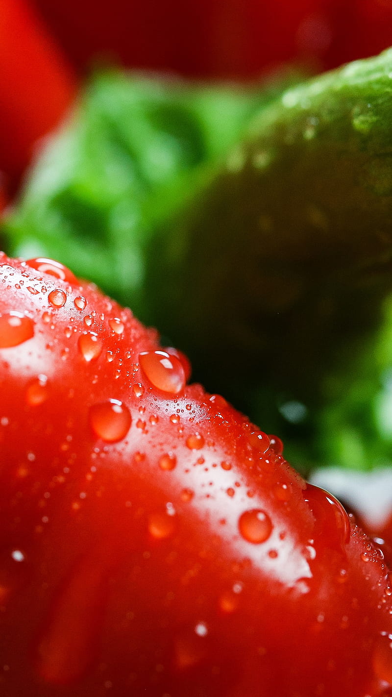 drops, close-up, pepper, vegetable, HD phone wallpaper