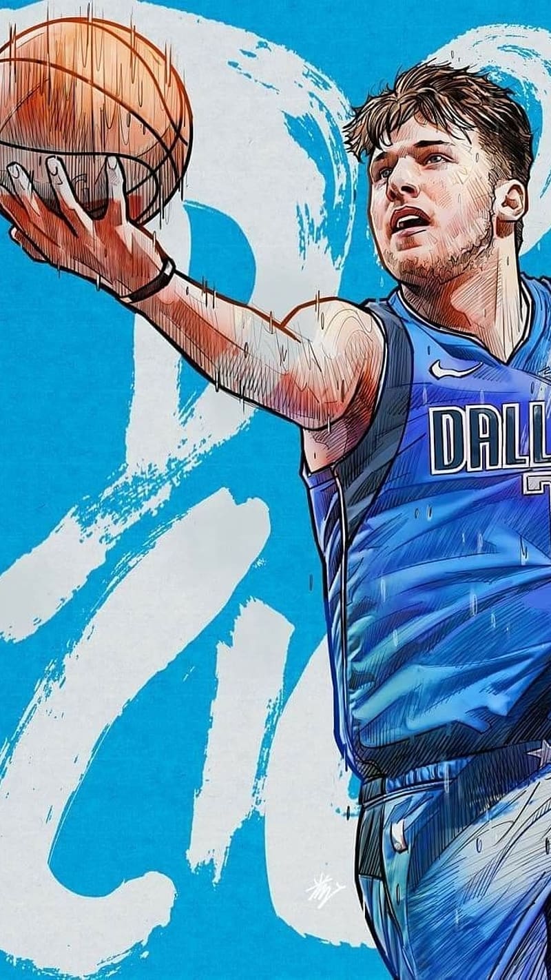 Luka Doncic with Basketball Art, art, luka doncic, HD phone wallpaper