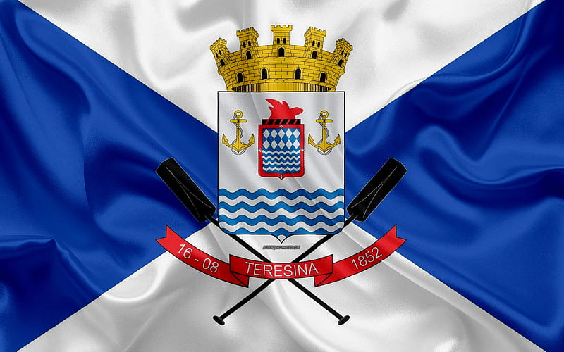 Flag of Teresina silk texture, Brazilian city, blue white silk flag, Teresina flag, Piaui, Brazil, art, South America, Teresina, HD wallpaper