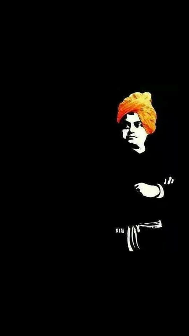 Swami Vivekanand Ka, Black Background, indian philosopher, religious teacher, indian hindu monk, HD phone wallpaper