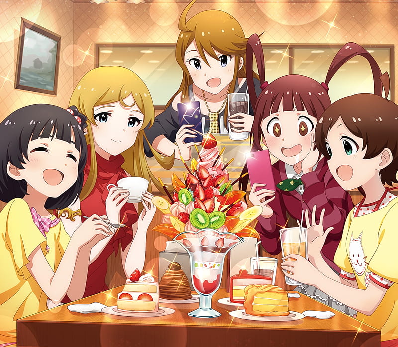 the idolmaster million live, cafe, sweets, happy moments, Anime, HD wallpaper