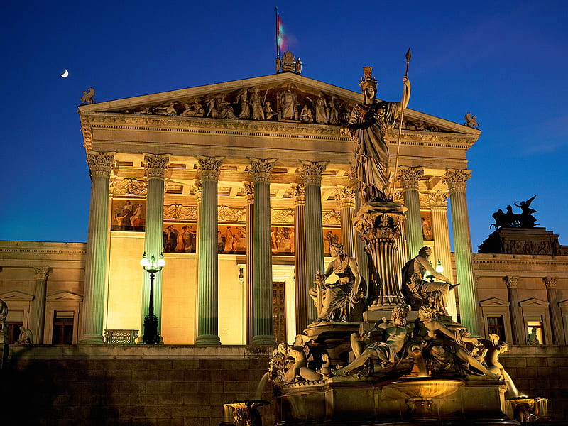 Untitled , parliament building, austria, vienna, pallas athene fountain, HD wallpaper