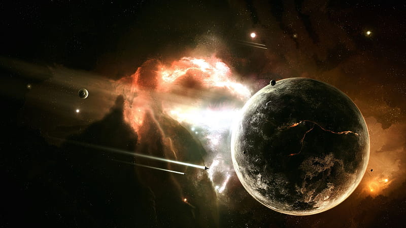 Space Alien . space, space, Planets, Planetary Collision, HD wallpaper