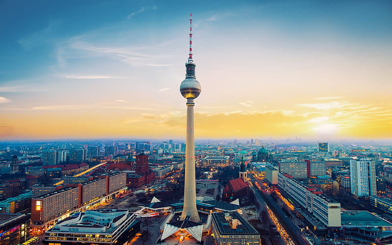 germany, capital, tv tower, city, berlin, berlin tv tower, HD wallpaper