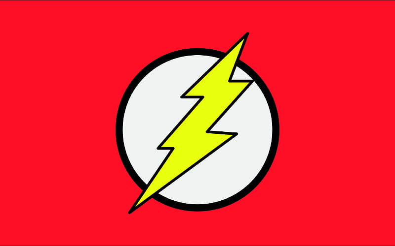 The Flash logo minimalism, red background, creative, The Flash, Logo of Flash, HD wallpaper
