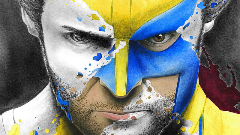 Wolverine Splatter Portrait , wolverine, artist, superheroes, artwork, HD wallpaper