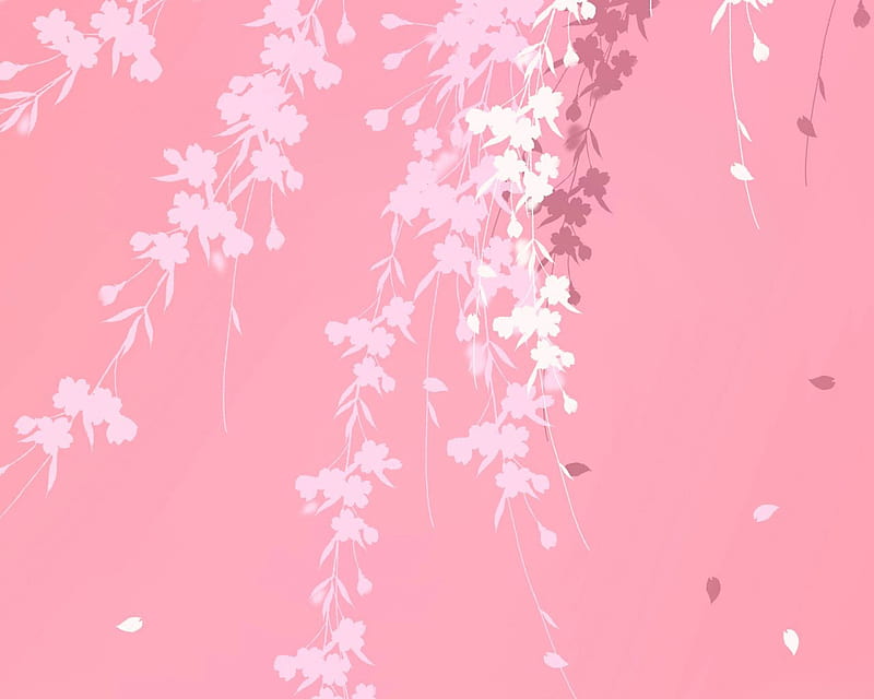 Hình nền Windows 7 màu hồng với nhánh cây và lá: \