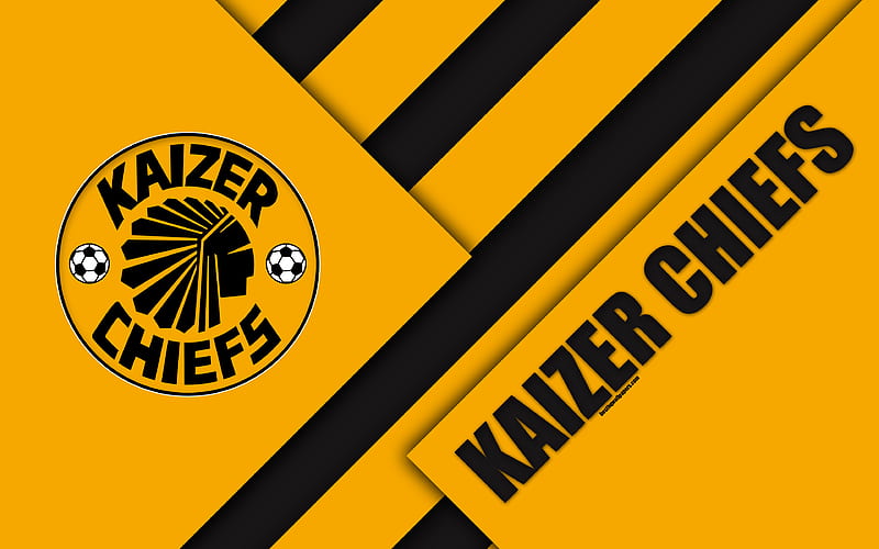 Kaizer Chiefs FC South African Football Club, logo, orange black abstraction, material design, Johannesburg, South Africa, Premier Soccer League, football, HD wallpaper