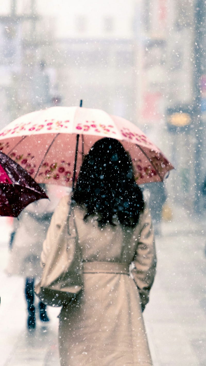 Woman With Umbrella, girl, mood, people, graphy, street, umbrella, weather, woman, HD phone wallpaper