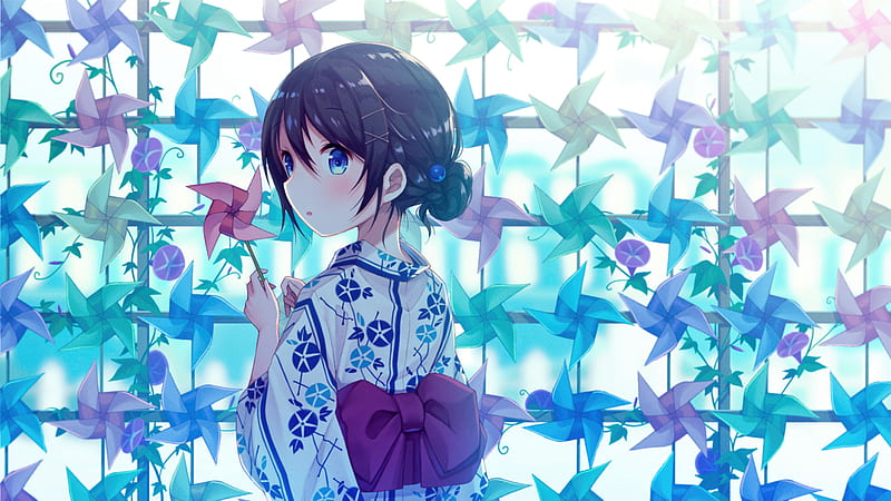 Anime, Original, Girl, Kimono, Original (Anime), HD wallpaper