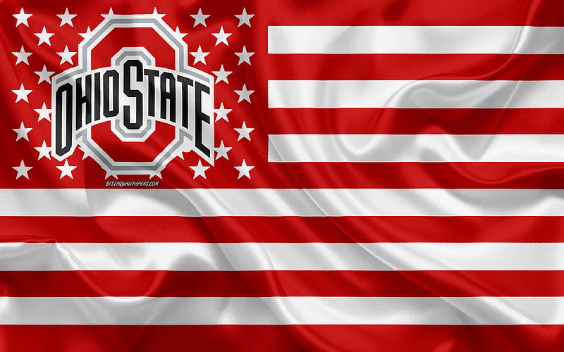 Ohio State Buckeyes, American football team, creative American flag, red white flag, NCAA, Columbus, Ohio, USA, Ohio State Buckeyes logo, emblem, silk flag, American football, HD wallpaper
